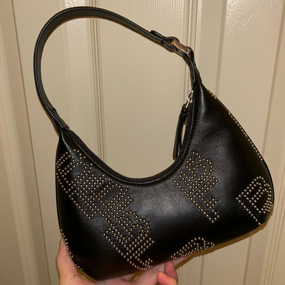 Authentic By Far stud Embellished leather tote bag